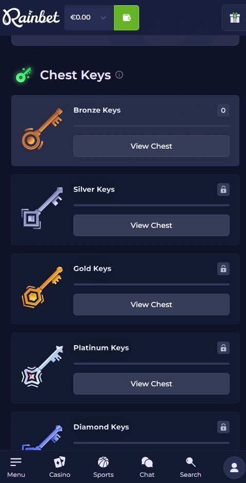 rainbet mobile vip page